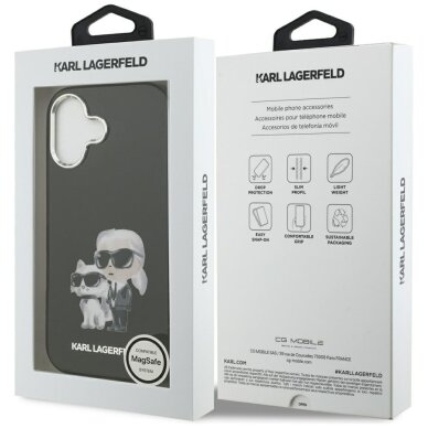 iPhone 17 Karl Lagerfeld IML Aquarelle Karl & Choupette & Logo MagSafe dėklas – juodas 7