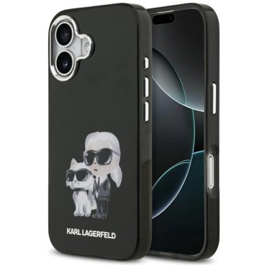 iPhone 17 Karl Lagerfeld IML Aquarelle Karl & Choupette & Logo MagSafe dėklas – juodas iPhone 17 Karl Lagerfeld IML Aquarelle Karl & Choupette & Logo MagSafe dėklas – juodas