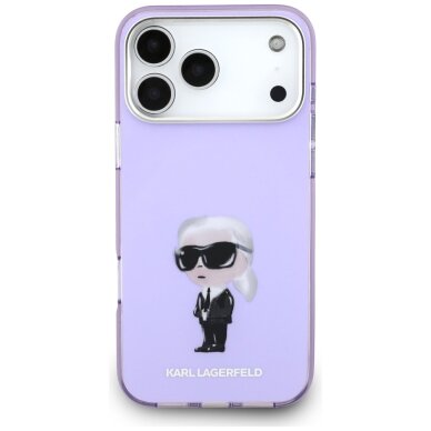 iPhone 17 Pro Max Karl Lagerfeld IML Aquarelle Karl & Choupette & Logo MagSafe dėklas – violetinis 2