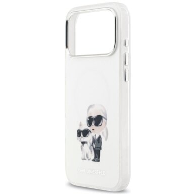 iPhone 17 Pro Max Karl Lagerfeld IML Aquarelle Karl & Choupette & Logo MagSafe dėklas – baltas 5