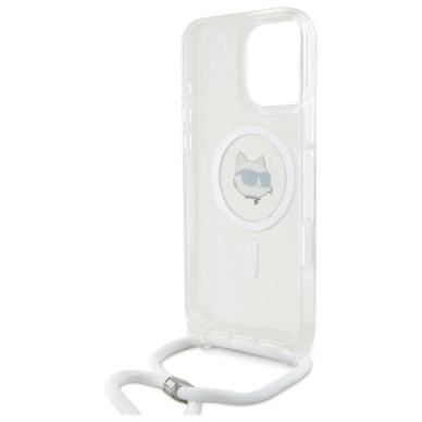 Dėklas Karl Lagerfeld IML Choupette Head  Cord Magsafe iPhone 16 Pro  - Skaidrus 5