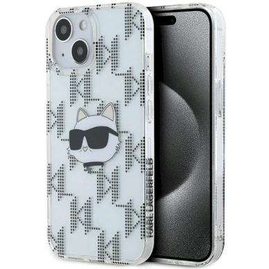 Karl Lagerfeld IML Choupette Head Monogram dėklas iPhone 15 / 14 / 13 - Permatomas Karl Lagerfeld IML Choupette Head Monogram dėklas iPhone 15 / 14 / 13 - Permatomas