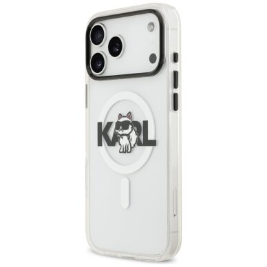 iPhone 17 Pro Karl Lagerfeld IML Choupette Sketch Logo MagSafe dėklas – skaidrus 1