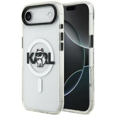 iPhone Air dėklas Karl Lagerfeld IML Choupette Sketch Logo MagSafe – skaidrus
