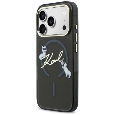 iPhone 17 Pro Karl Lagerfeld IML Choupettes Karl Script Logo MagSafe dėklas – juodas 1