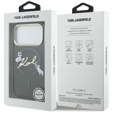 iPhone 17 Pro Karl Lagerfeld IML Choupettes Karl Script Logo MagSafe dėklas – juodas 7