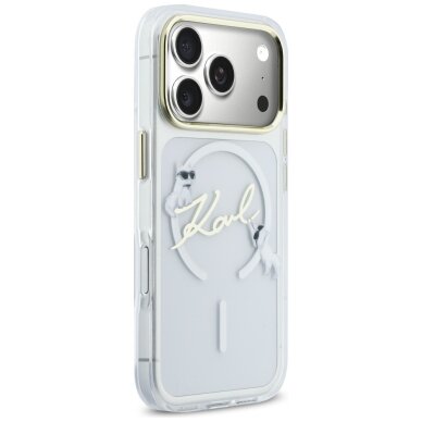 iPhone 17 Pro Karl Lagerfeld IML Choupettes Karl Script Logo MagSafe dėklas – skaidrus 3