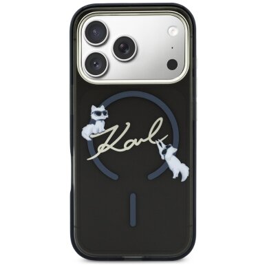 iPhone 17 Pro Max Karl Lagerfeld IML Choupettes Karl Script Logo MagSafe dėklas – juodas 2