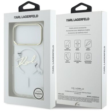 iPhone 17 Pro Max Karl Lagerfeld IML Choupettes Karl Script Logo MagSafe dėklas – skaidrus 7