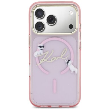 iPhone 17 Pro Karl Lagerfeld IML Choupettes Karl Script Logo MagSafe dėklas – rožinis 2