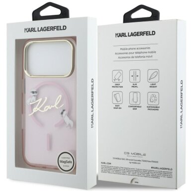 iPhone 17 Pro Karl Lagerfeld IML Choupettes Karl Script Logo MagSafe dėklas – rožinis 7