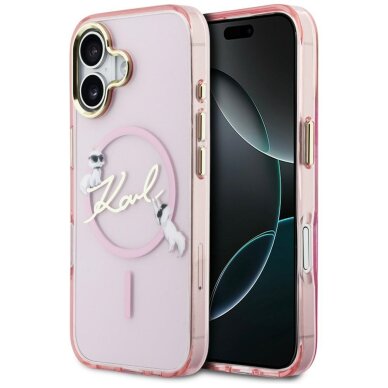 iPhone 17 Karl Lagerfeld IML Choupettes Karl Script Logo MagSafe dėklas – rožinis