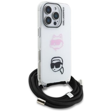 iPhone 16 Pro Karl Lagerfeld IML Crossbody Karl & Choupette Head dėklas – baltas 2 iPhone 16 Pro Karl Lagerfeld IML Crossbody Karl & Choupette Head dėklas – baltas 2