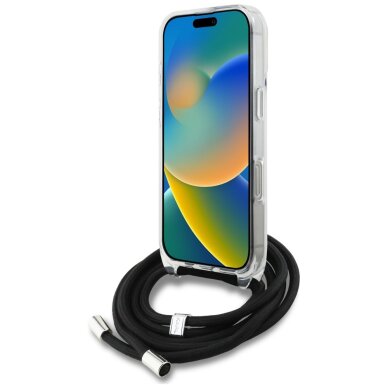 iPhone 16 Pro Karl Lagerfeld IML Crossbody Karl & Choupette Head dėklas – baltas 3