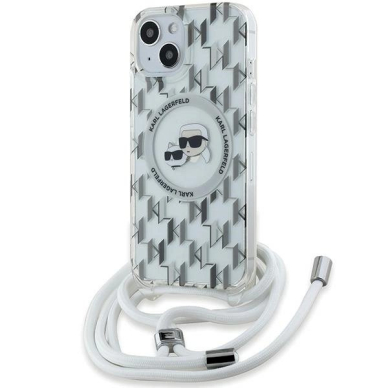 Karl Lagerfeld IML Crossbody Monogram Karl Choupette Head MagSafe dėklas iPhone 15 / 14 / 13 - Permatomas Karl Lagerfeld IML Crossbody Monogram Karl Choupette Head MagSafe dėklas iPhone 15 / 14 / 13 - Permatomas