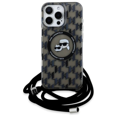 Dėklas Karl Lagerfeld IML Crossbody Monogram Karl  Choupette Head MagSafe  iPhone 16 Pro - Juodas 1