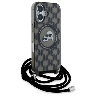 Dėklas Karl Lagerfeld IML Crossbody Monogram Karl Choupette Head MagSafe iPhone 16 - Juodas 2 Dėklas Karl Lagerfeld IML Crossbody Monogram Karl Choupette Head MagSafe iPhone 16 - Juodas 2