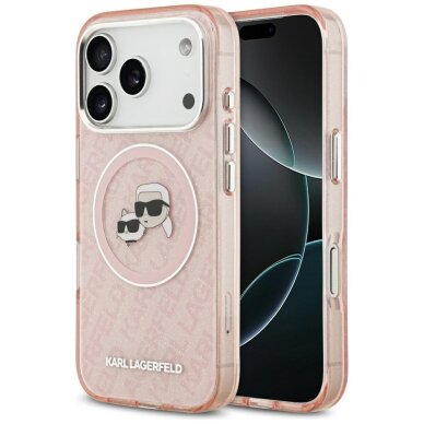 iPhone 17 Pro Karl Lagerfeld IML Glitter Karl & Choupette Heads Logo MagSafe dėklas – rožinis iPhone 17 Pro Karl Lagerfeld IML Glitter Karl & Choupette Heads Logo MagSafe dėklas – rožinis