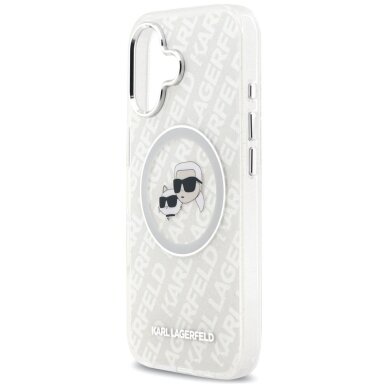 iPhone 17 Karl Lagerfeld IML Glitter Karl & Choupette Heads Logo MagSafe dėklas – pilkas 5