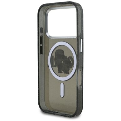 iPhone 17 Pro Karl Lagerfeld IML Glitter Karl & Choupette Sketch Logo MagSafe dėklas – juodas 6