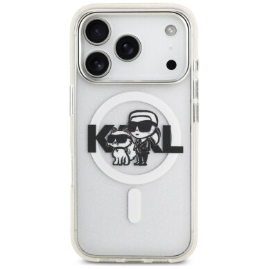 iPhone 17 Pro dėklas Karl Lagerfeld IML Glitter Karl & Choupette Sketch Logo, MagSafe – skaidrus 2 iPhone 17 Pro dėklas Karl Lagerfeld IML Glitter Karl & Choupette Sketch Logo, MagSafe – skaidrus 2