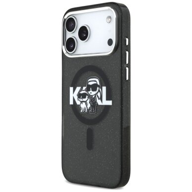 iPhone 17 Pro Max dėklas Karl Lagerfeld IML Glitter Karl & Choupette Sketch Logo, MagSafe – juodas 1 iPhone 17 Pro Max dėklas Karl Lagerfeld IML Glitter Karl & Choupette Sketch Logo, MagSafe – juodas 1