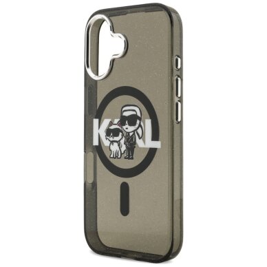 iPhone 17 Karl Lagerfeld IML Glitter Karl & Choupette Sketch Logo MagSafe dėklas – juodas 5