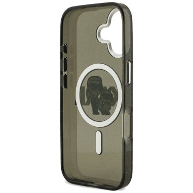 iPhone 17 Karl Lagerfeld IML Glitter Karl & Choupette Sketch Logo MagSafe dėklas – juodas 6