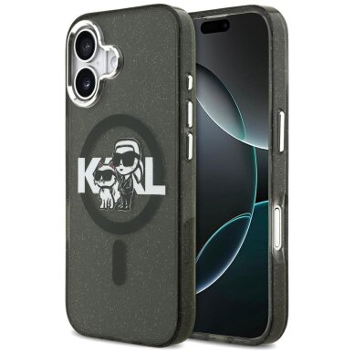 iPhone 17 Karl Lagerfeld IML Glitter Karl & Choupette Sketch Logo MagSafe dėklas – juodas iPhone 17 Karl Lagerfeld IML Glitter Karl & Choupette Sketch Logo MagSafe dėklas – juodas
