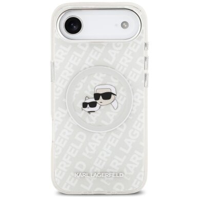 iPhone Air Karl Lagerfeld IML Glitter Karl & Choupette Heads Logo MagSafe dėklas – pilkas 2