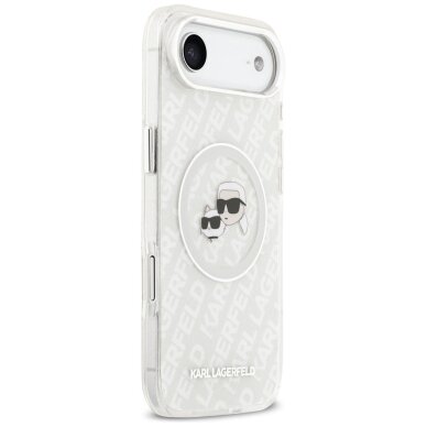 iPhone Air Karl Lagerfeld IML Glitter Karl & Choupette Heads Logo MagSafe dėklas – pilkas 3