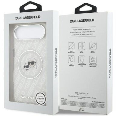 iPhone Air Karl Lagerfeld IML Glitter Karl & Choupette Heads Logo MagSafe dėklas – pilkas 7