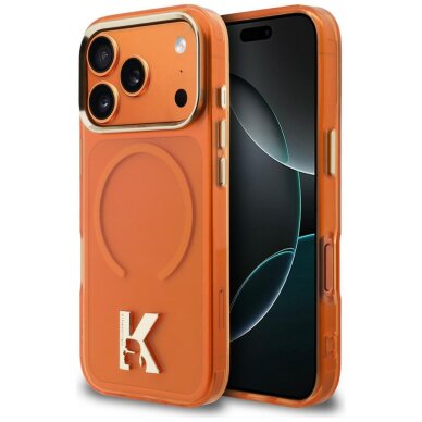 iPhone 17 Pro Karl Lagerfeld IML K Head Logo MagSafe dėklas – oranžinis