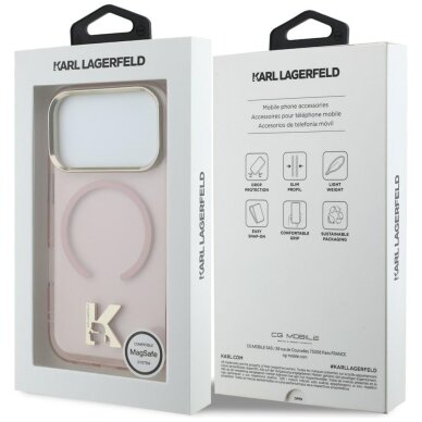 iPhone 17 Pro Karl Lagerfeld IML K Head Logo MagSafe dėklas – rožinis 7