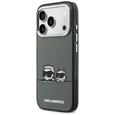 iPhone 17 Pro Max Karl Lagerfeld IML Karl & Choupette Peekaboo Logo MagSafe dėklas – juodas 1
