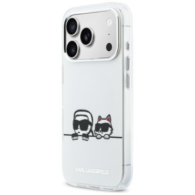 iPhone 17 Pro Karl Lagerfeld IML Karl & Choupette Peekaboo Logo MagSafe dėklas – baltas 1