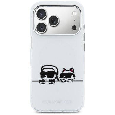 iPhone 17 Pro Karl Lagerfeld IML Karl & Choupette Peekaboo Logo MagSafe dėklas – baltas 2