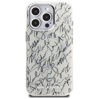 iPhone 16 Pro Max dėklas Karl Lagerfeld IML Karl Script Pattern, MagSafe – baltas 2