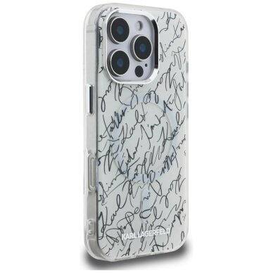 iPhone 16 Pro Max dėklas Karl Lagerfeld IML Karl Script Pattern, MagSafe – baltas 3