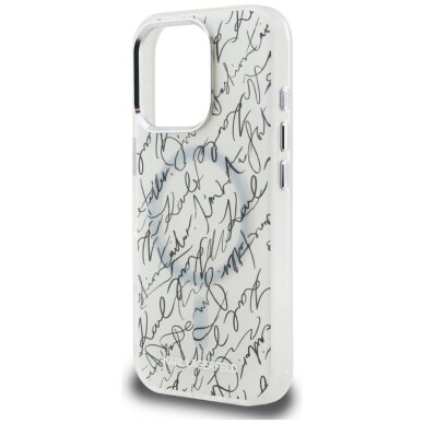 iPhone 16 Pro Max dėklas Karl Lagerfeld IML Karl Script Pattern, MagSafe – baltas 5