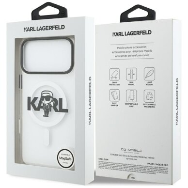 iPhone 17 Pro Max Karl Lagerfeld IML Karl Sketch Logo MagSafe dėklas – skaidrus 7