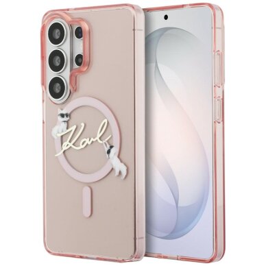 Samsung Galaxy S26 Ultra Karl Lagerfeld IML KC Script MagSafe dėklas – rožinis