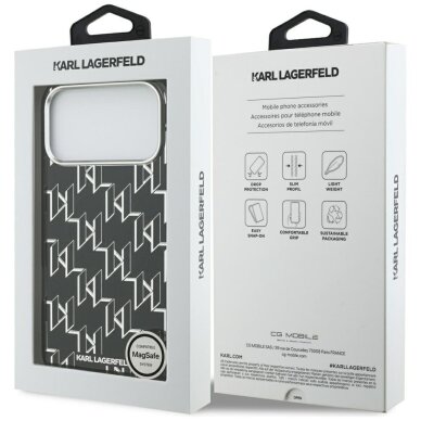 iPhone 17 Pro Max Karl Lagerfeld IML KL Monogram MagSafe dėklas – juodas 7