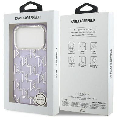 iPhone 17 Pro Max Karl Lagerfeld IML KL Monogram MagSafe dėklas – violetinis 7