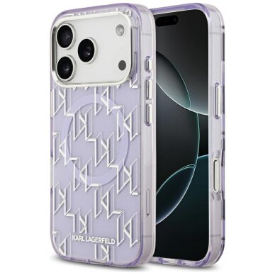 iPhone 17 Pro Max Karl Lagerfeld IML KL Monogram MagSafe dėklas – violetinis iPhone 17 Pro Max Karl Lagerfeld IML KL Monogram MagSafe dėklas – violetinis