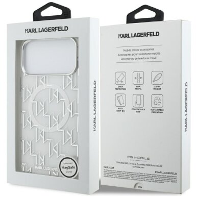 iPhone 17 Pro Max dėklas Karl Lagerfeld IML KL Monogram, MagSafe – baltas 7