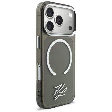 iPhone 17 Pro Max Karl Lagerfeld IML KL Script Logo MagSafe dėklas – juodas 3