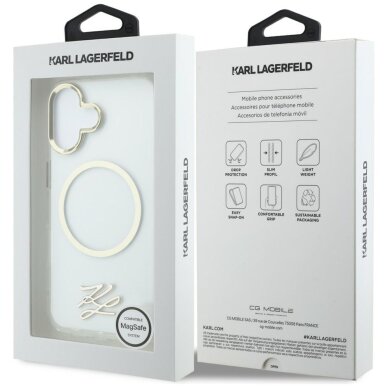 iPhone 17 Karl Lagerfeld IML KL Script Logo MagSafe dėklas – skaidrus 7