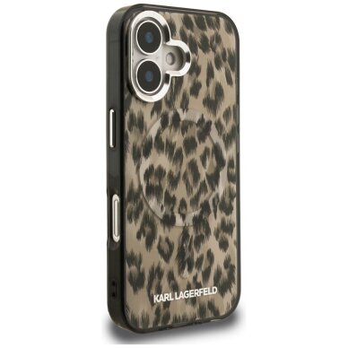 iPhone 16 dėklas Karl Lagerfeld IML Leopard Pattern, MagSafe – rudas 3