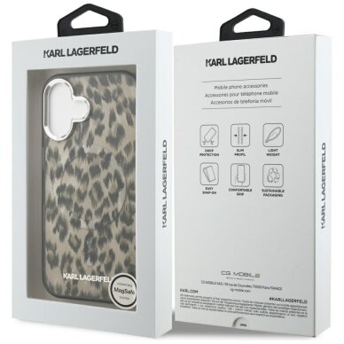 iPhone 16 dėklas Karl Lagerfeld IML Leopard Pattern, MagSafe – rudas 7